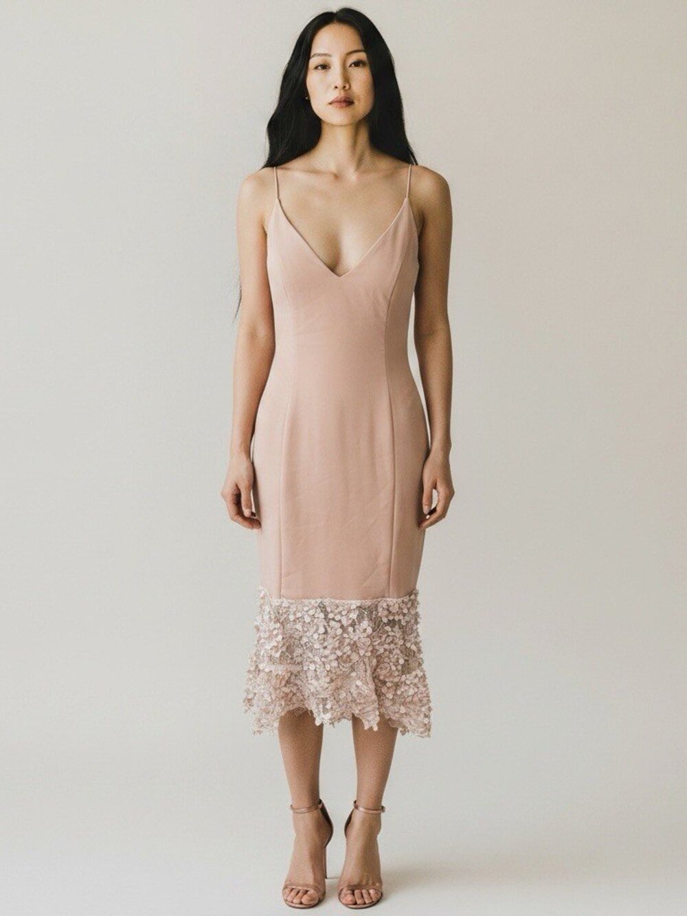 Maria Bianca Nero Pink Milly Lace Midi Dress Size 4 Flounce Hem